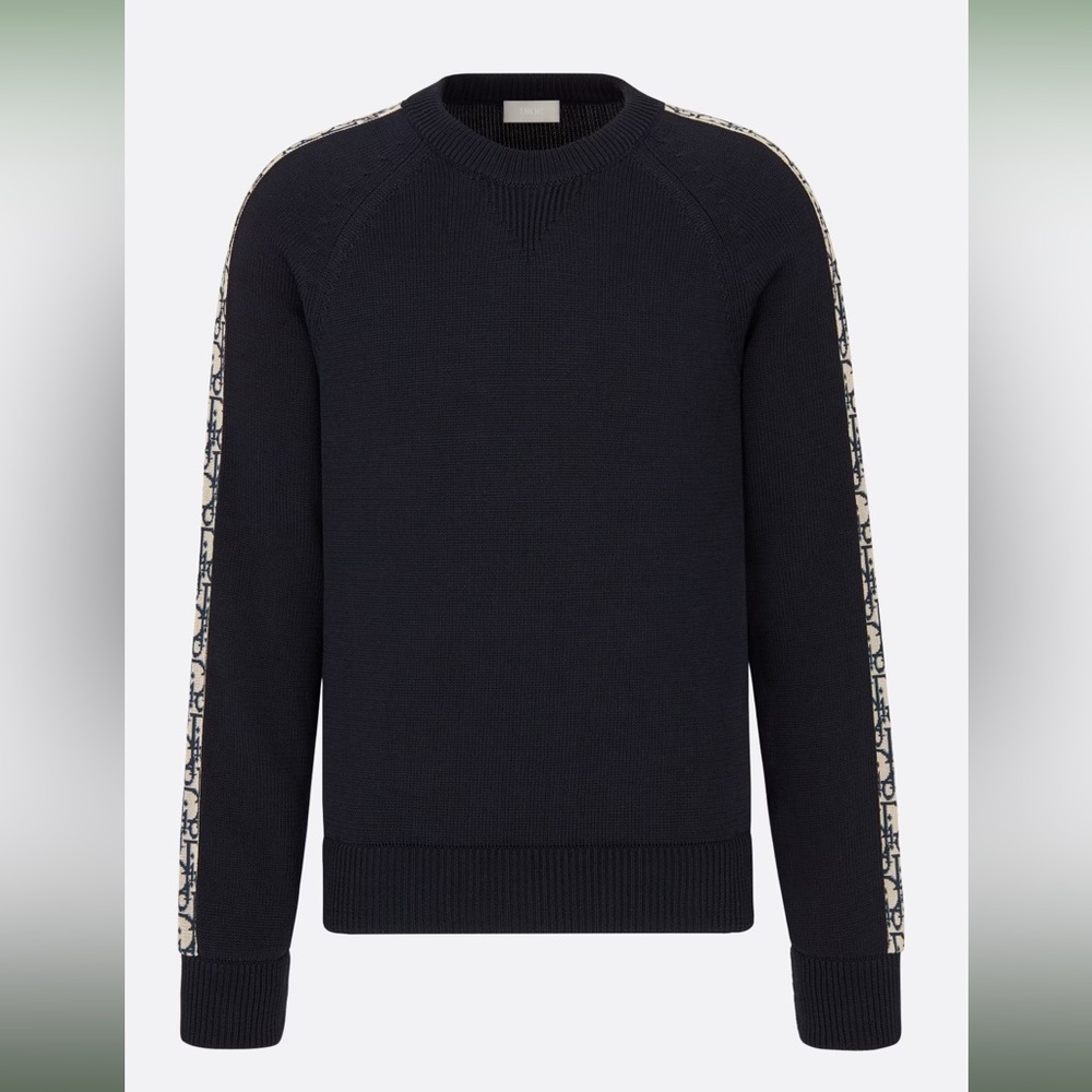 SOLD dior sweater with oblique inserts deep blue cotton jersey